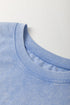 Mineral Wash Floral Applique Raw Edge Short Sleeve T Shirt Dress With Pockets